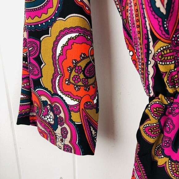 Trina Trina Turk Birch Printed Jersey V-Neck Ruched Dress Small - Picture 7 of 14